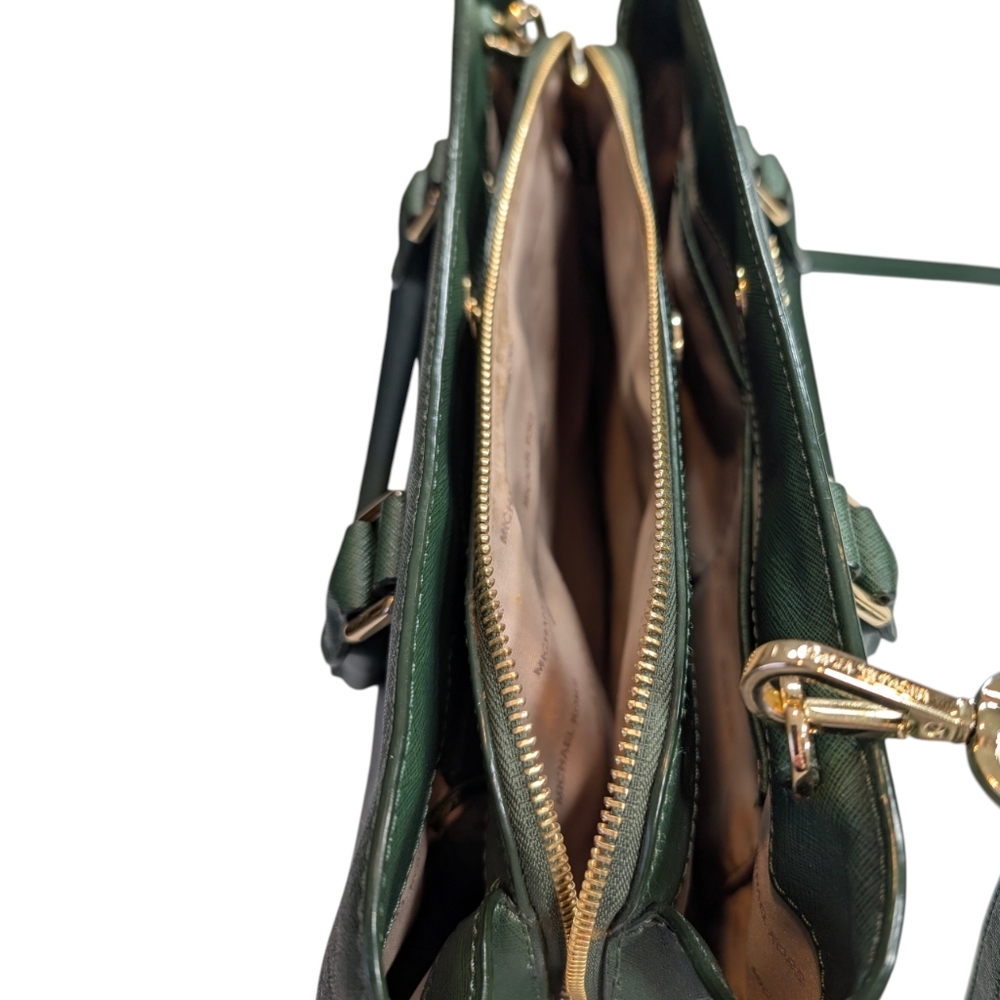Michael Kors Green Savannah Large Saffiano Leather Satchel Crossbody Bag. - Picture 16 of 16